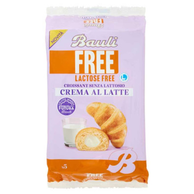 Bauli Free Lactose Free Croissant Senza Lattosio Crema al Latte Gr.45 Pz.5