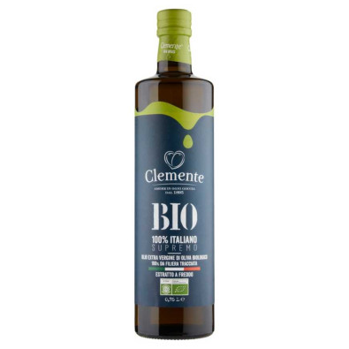 Clemente Olio Extra Vergine d'Oliva Biologico Premium Estratto a Freddo 100% Italiano Cl.75