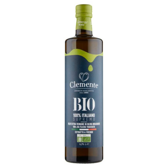 Clemente Olio Extra Vergine d'Oliva Biologico Premium Estratto a Freddo 100% Italiano Cl.75