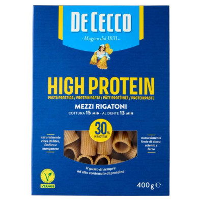 De Cecco High Protein Mezzi Rigatoni N°26 Gr.400