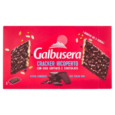 Galbusera Cereali G Cracker di Riso Soffiato Ricoperti di Cioccolato Fondente Gr.150