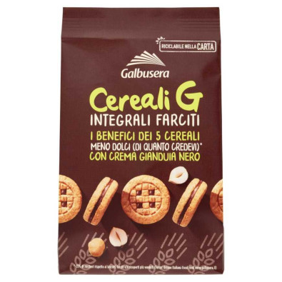 Galbusera Cereali Integrali Farciti con Crema di Nocciola Gr.250