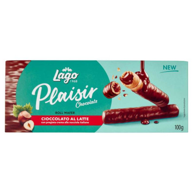 Gastone Lago Plaisir Roll alla Nocciola Ricoperto di Cioccolato al Latte Gr.100