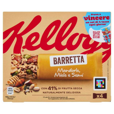 Kellogg’s Barrette Mandorle Miele Semi Gr.32 Pz.4