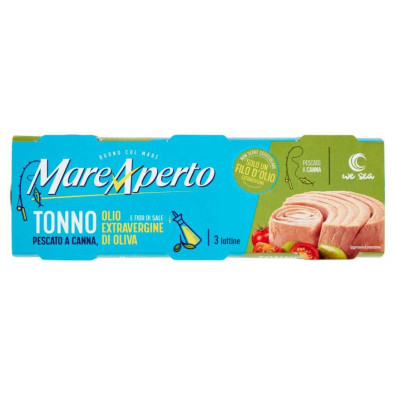 Mare Aperto Tonno Pescato a Canna in Olio Extra Vergine di Oliva Pz.3 X Gr.65