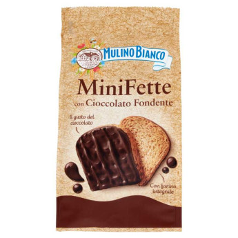 Mulino Bianco Mini Fette Biscottate Integrali con Cioccolato Fondente Gr.110