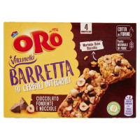 Oro Saiwa Barretta ai Cereali Integrali con Cioccolato e Nocciole Gr.40 Pz.4
