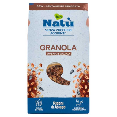 Rigoni di Asiago Natù Bio Senza Zuccheri Aggiunti Granola Avena e Cacao Gr.250