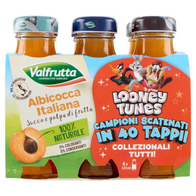 Valfrutta Succo e Polpa di Albicocca Italiana Pz.6 X Ml.125