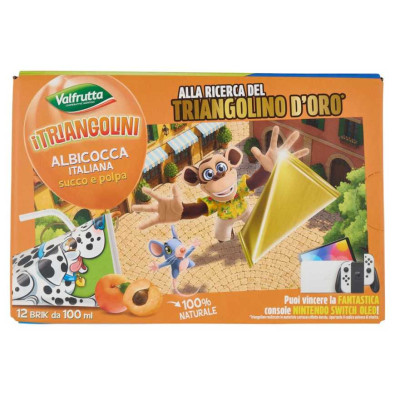Valfrutta i Triangolini Succo e Polpa di Albicocca Italiana Brick Pz.12 X Ml.100