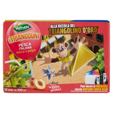 Valfrutta i Triangolini Succo e Polpa di Pesca Italiana Brick Pz.12 X Ml.100
