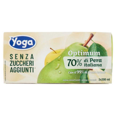 Yoga Optimum Succo Pera Italiana senza Zuccheri Aggiunti Ml.200 X 3